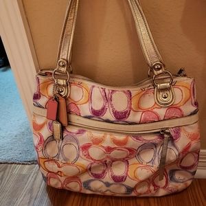 COACH canvas signature logo purse